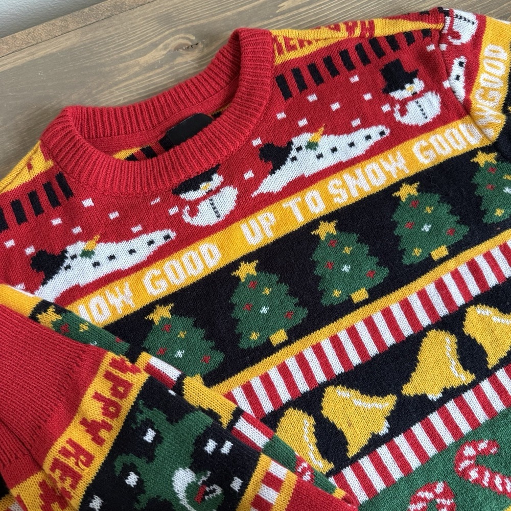 H&M Unisex Medium Ugly Christmas Sweater Up‎ To Snow Good Merry Rexmas Funny